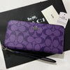 Coach Long Round Zip Wallet with Strap (Purple Signature) – C4452